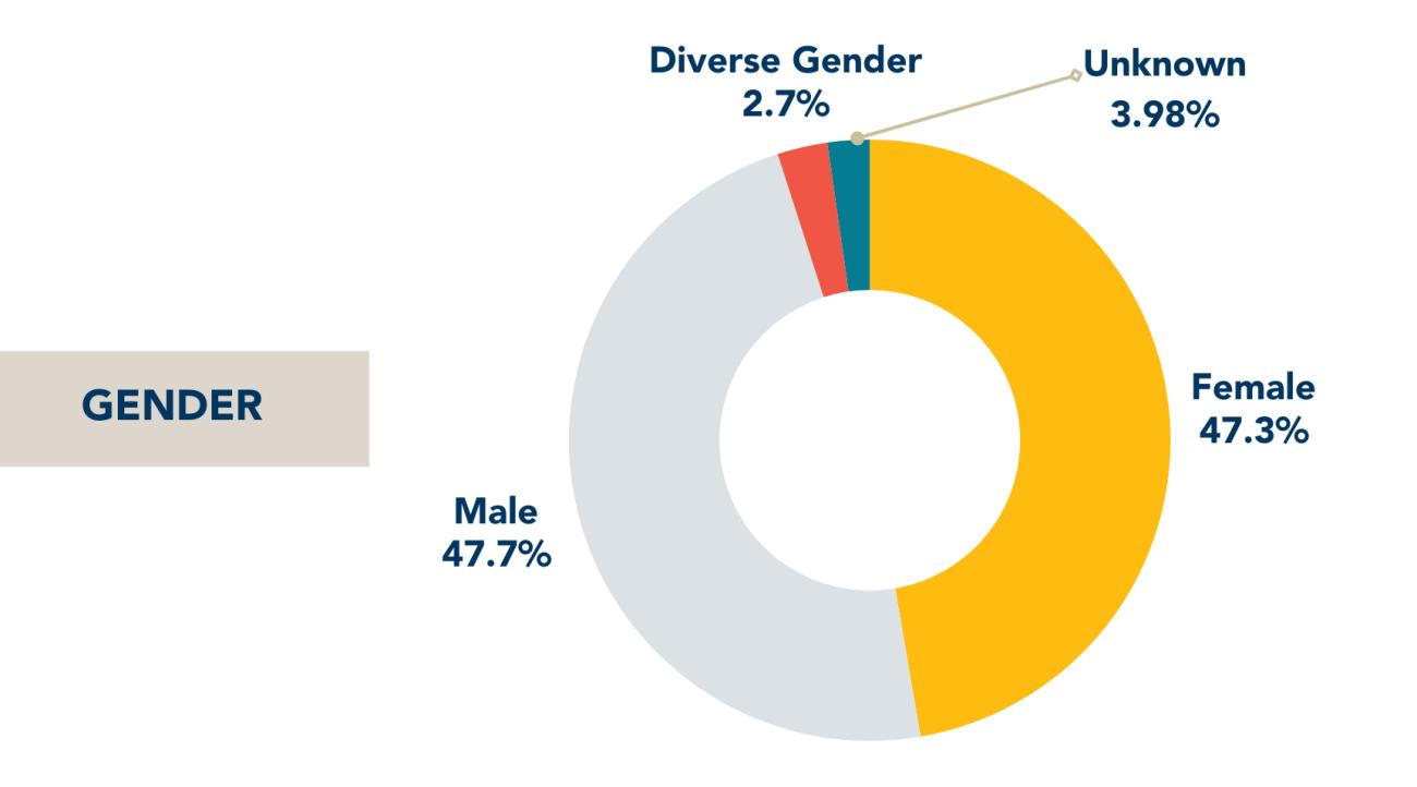 A chart showing gender data of our new student cohort